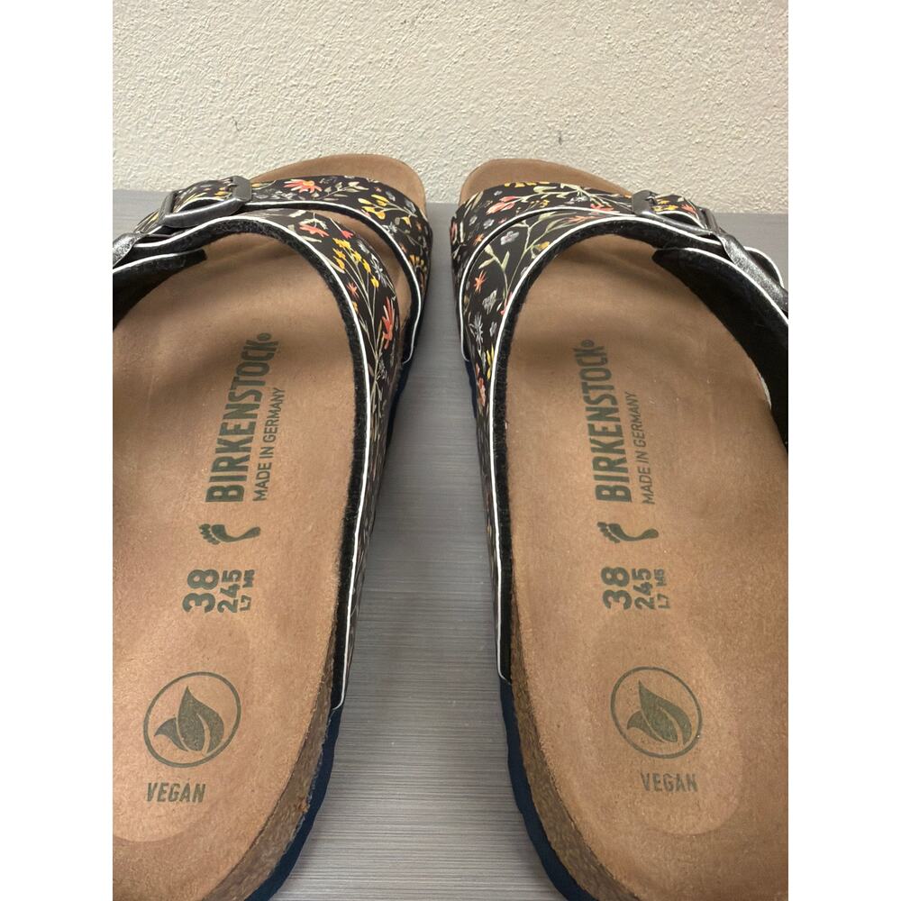 Birkenstock Vegan Sydney Sandals Slides Birko Flor Watercolor Flower Navy Sz 38 - Picture 6 of 8
